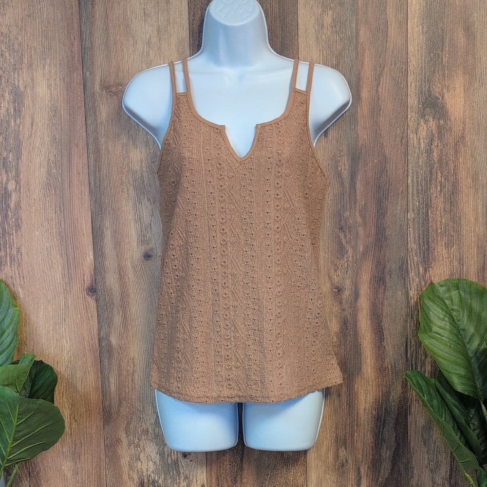 SHEIN Tan Embroider Lace Camisole Tank Top S                 C533